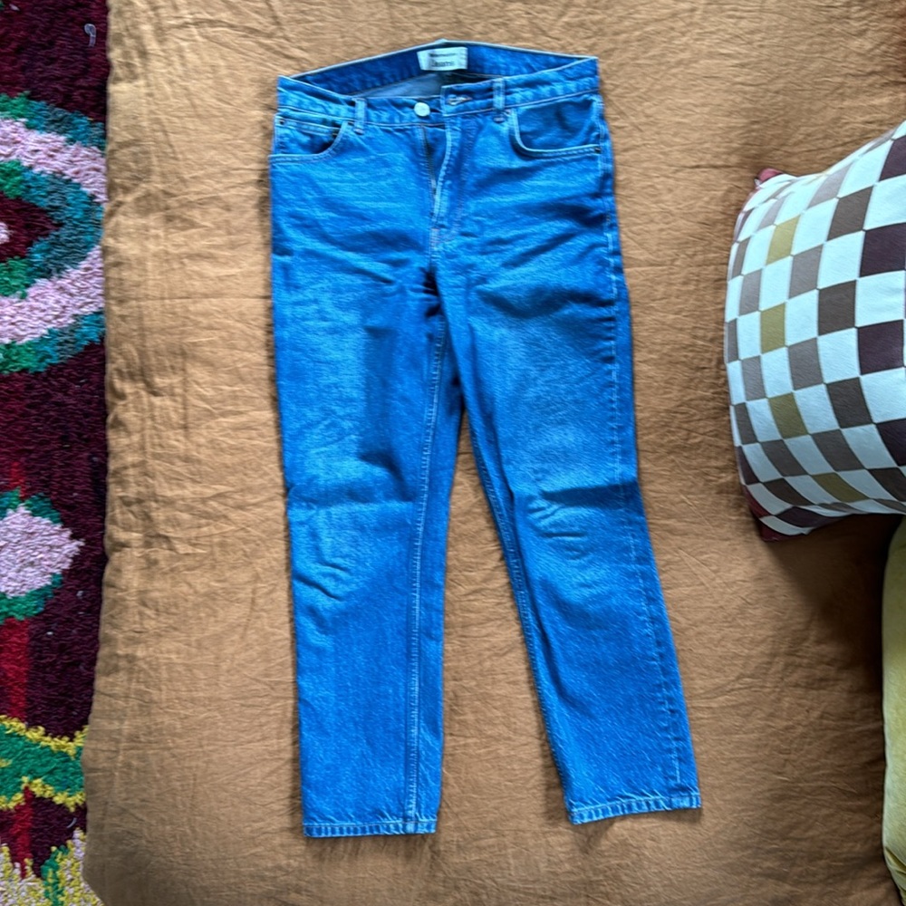 Reformation straight cut blue jeans